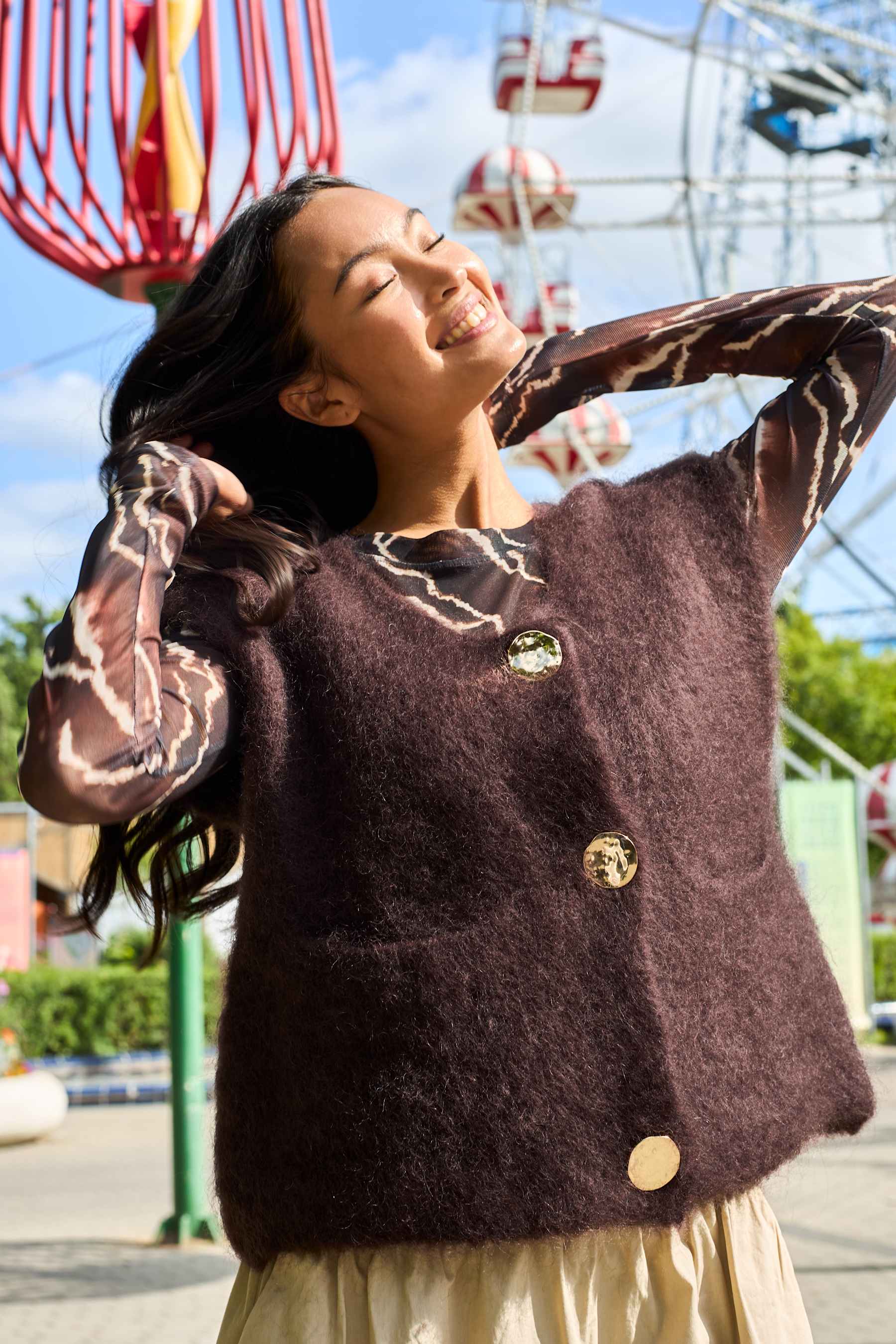 Black Colour BCBjoerk Knitted Button Vest - Coffee