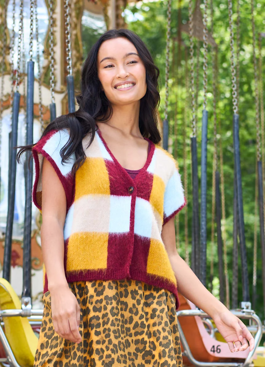 Black Colour BCChess Knit Vest - Plum Mix