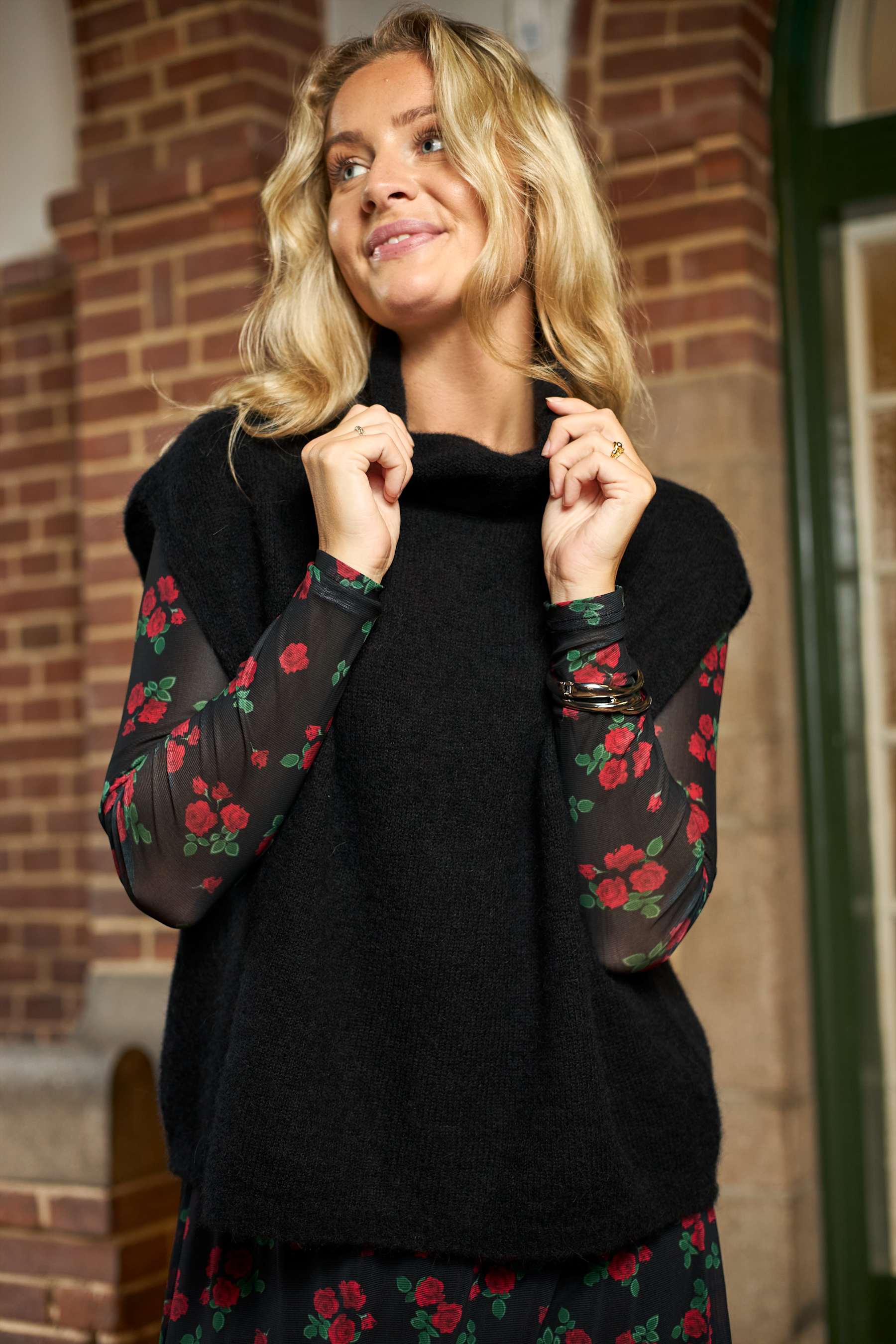 Black Colour BCDell Roll Neck Knit Vest - Black