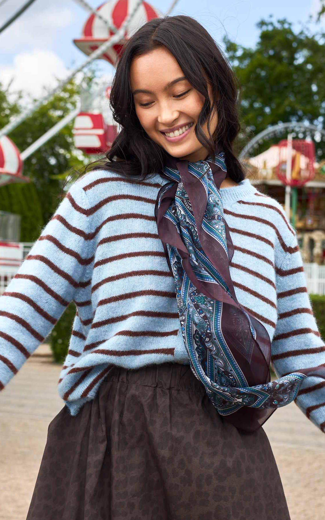 Black Colour BCDell Striped Knit Cardigan - Blue