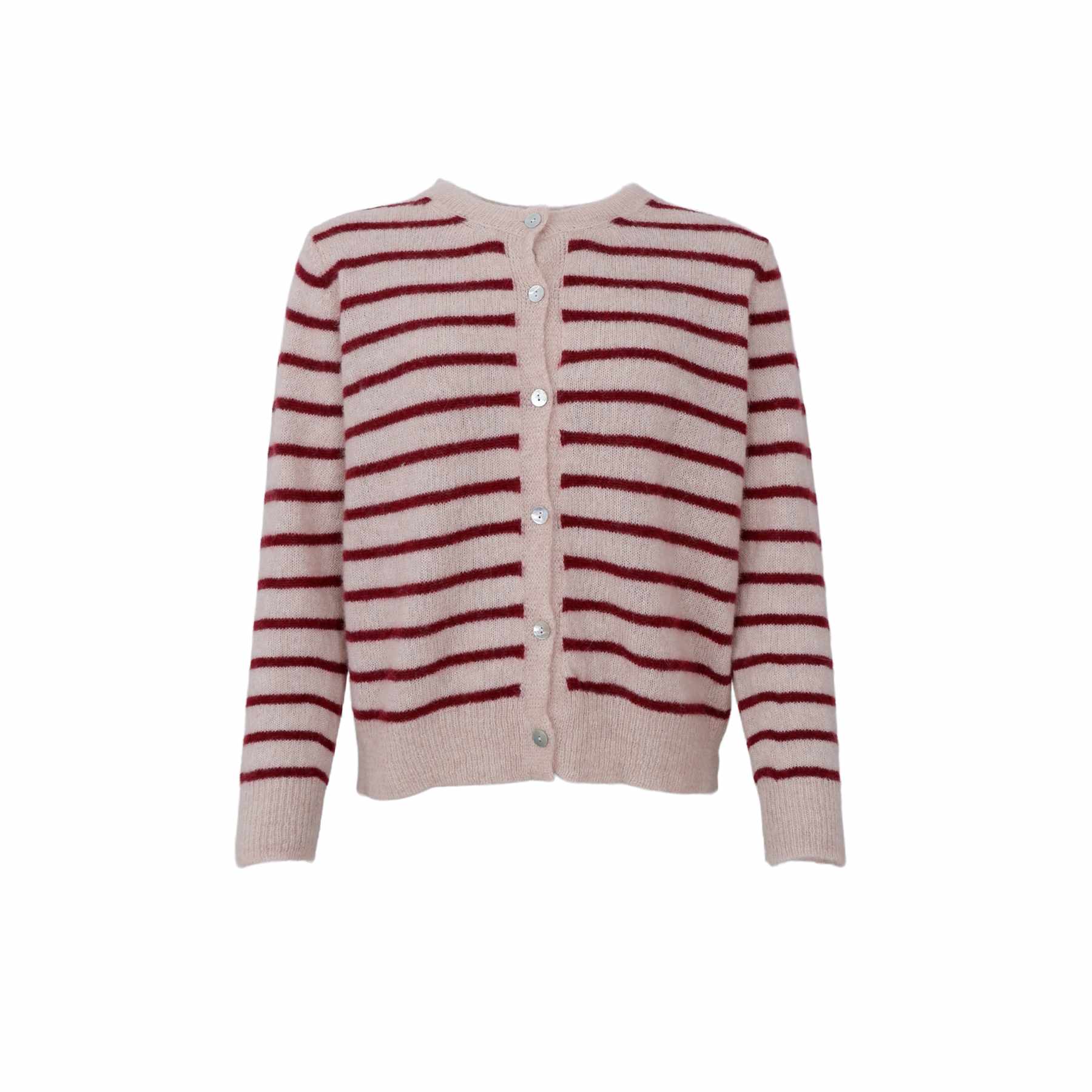 Black Colour BCDell Striped Knit Cardigan - Wine
