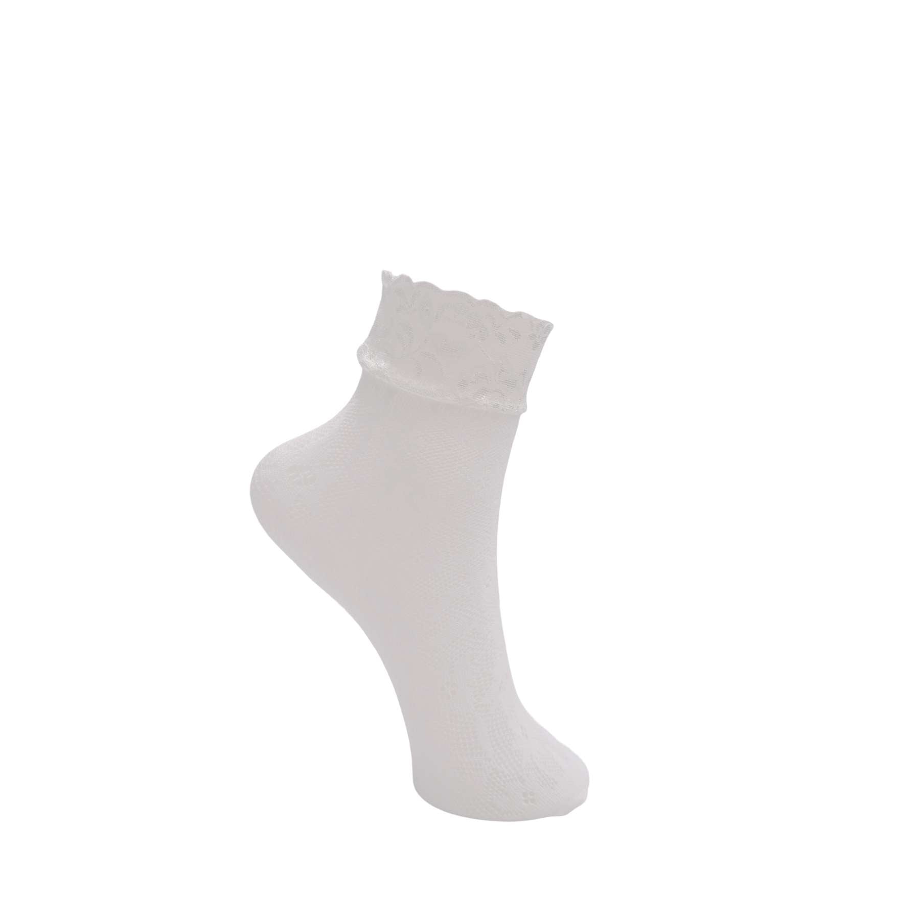 Black Colour BCTegan Anclet Flower Sock - White