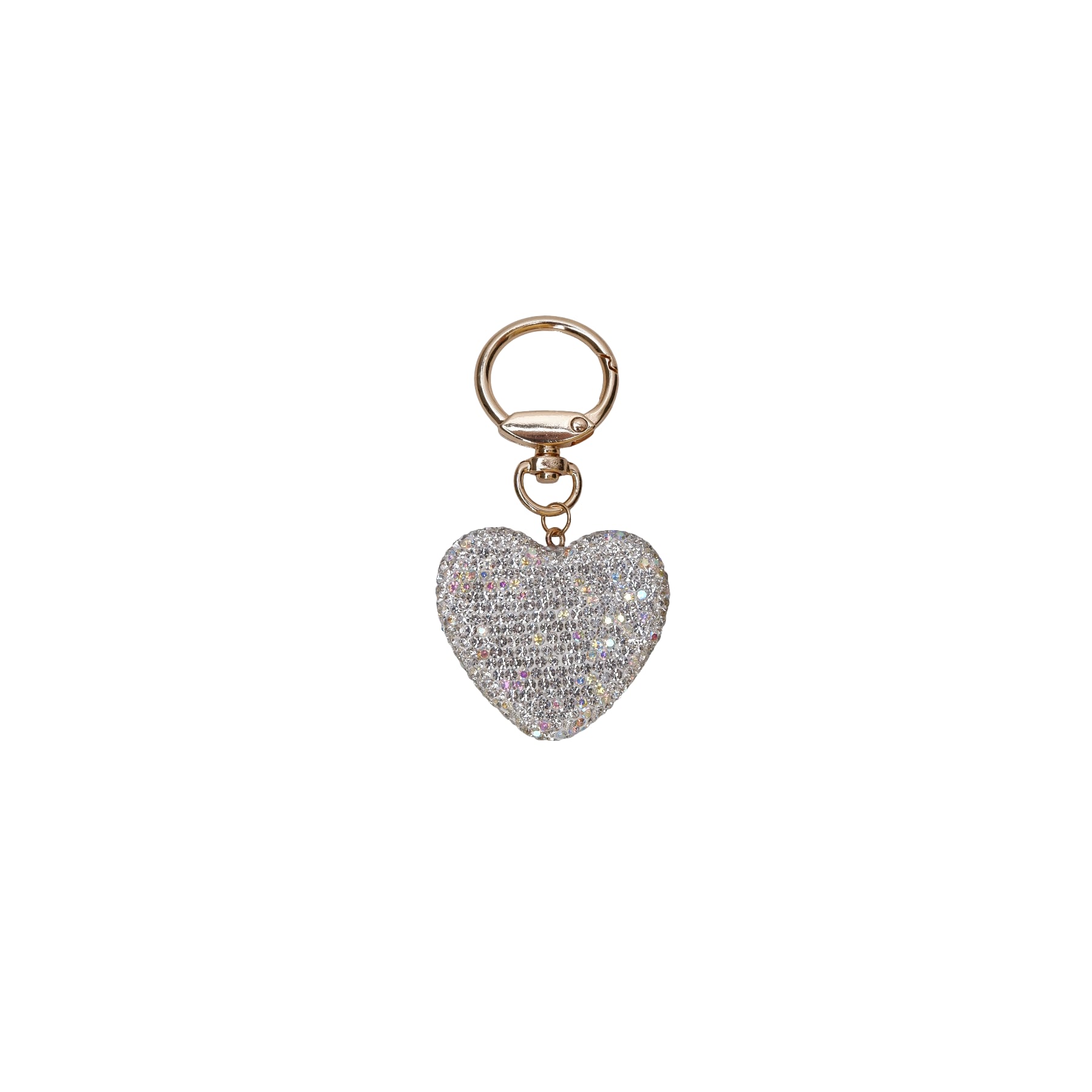 Black Colour Heart Rhinestone Keyhanger - Clear