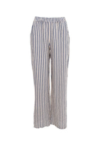 Black Colour BCMelina Wide Linen Pant - Navy Stripe