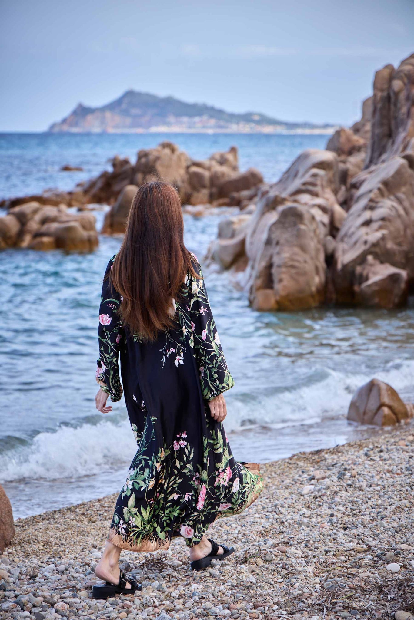 Black Colour BCZennia Flower Dress - Black Flower