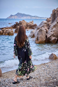 Black Colour BCZennia Flower Dress - Black Flower
