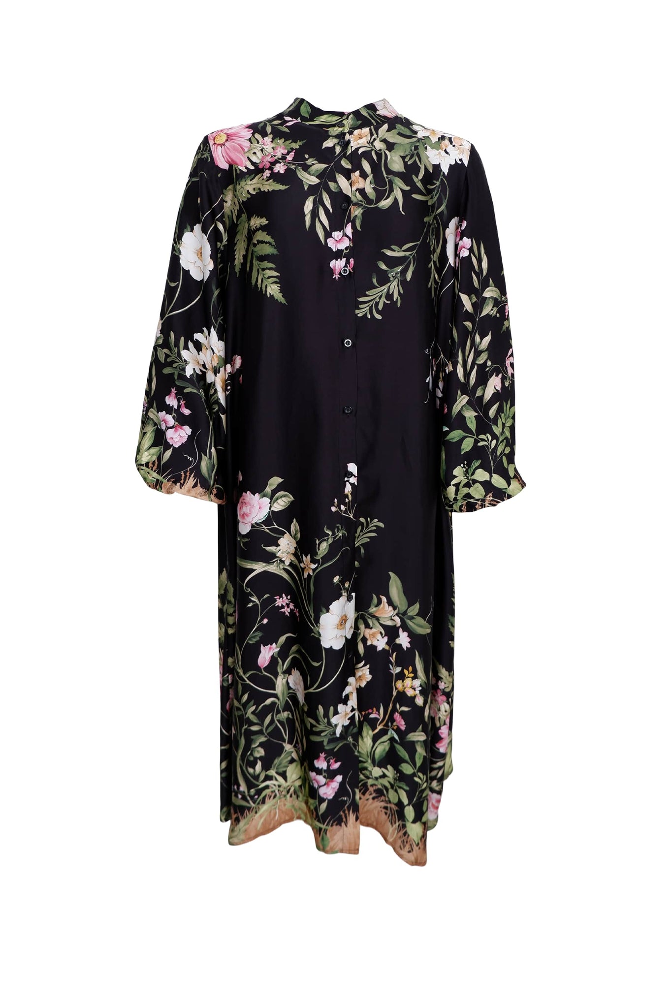 Black Colour BCZennia Flower Dress - Black Flower