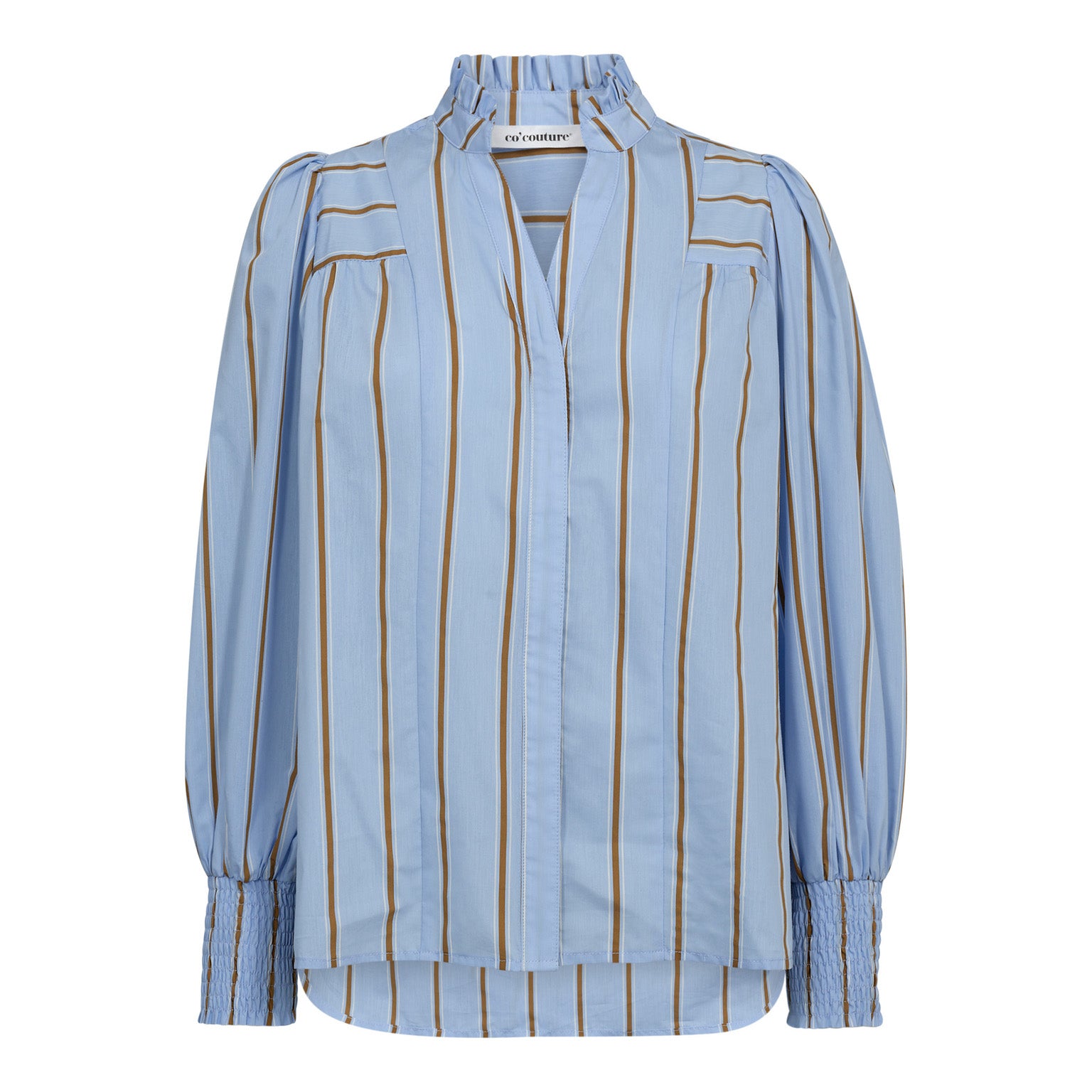 Co´Couture AmoraCC Stripe V-Shirt - Pale Blue