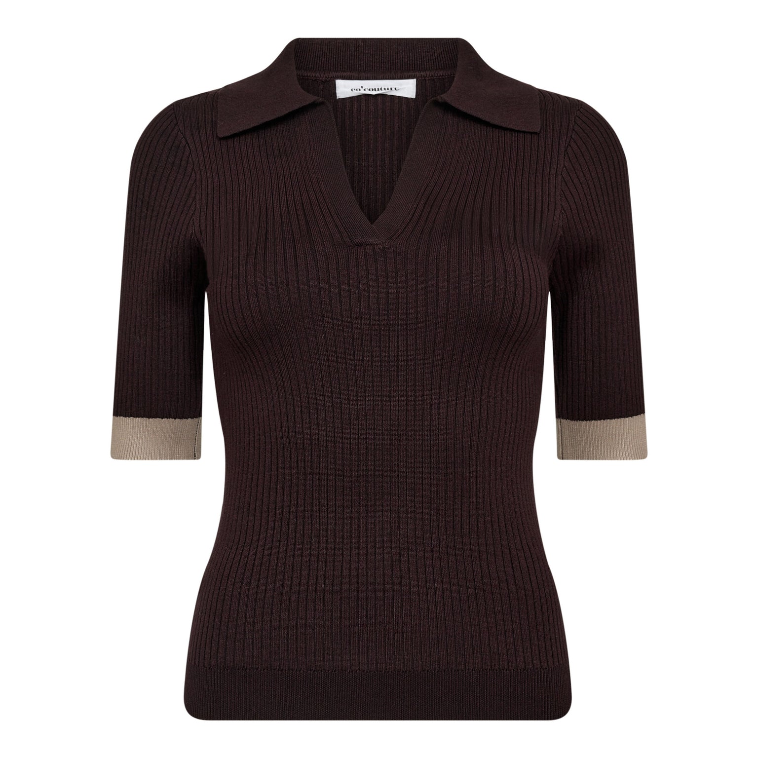 Co´Couture BonnyCC Polo SS Knit - Mocca