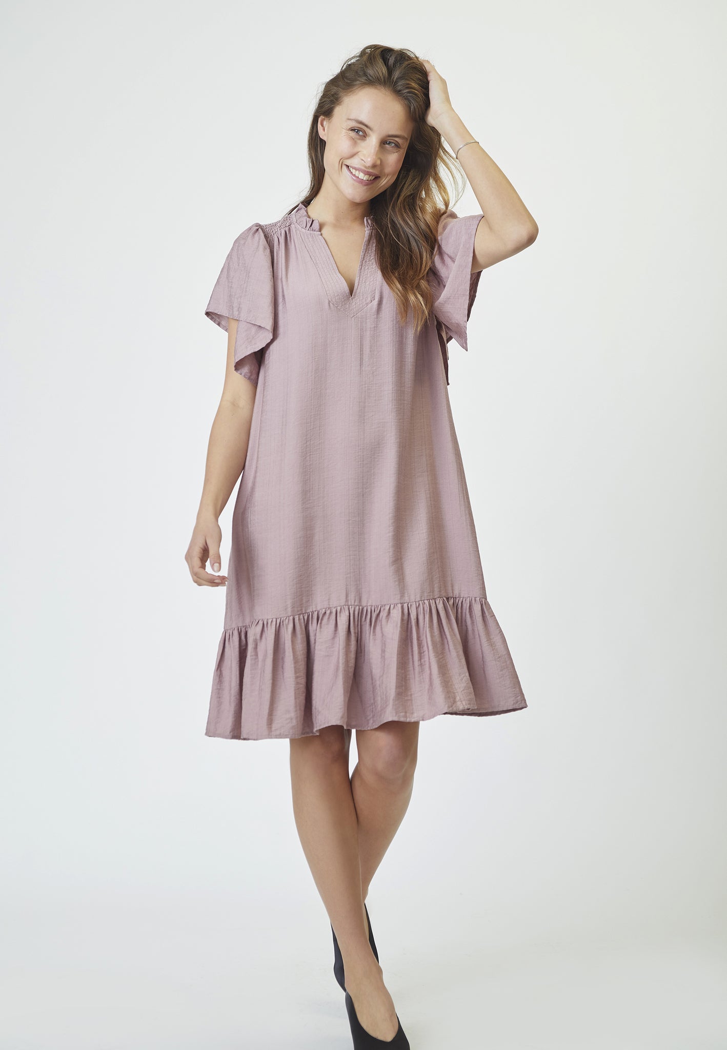 Co´Couture HeraCC Crop SS Frill Dress - Old Rose
