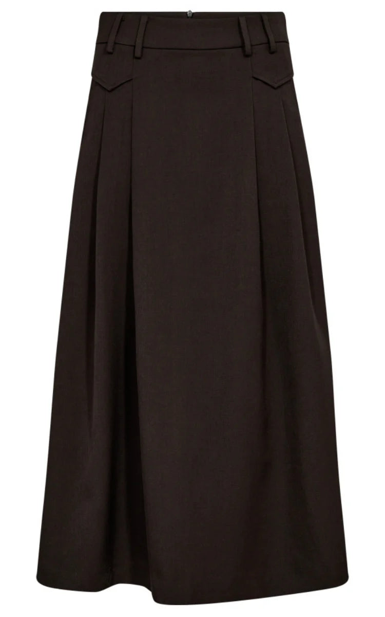 Co´Couture LunaCC Pocket Pleat Skirt - Dark Brown
