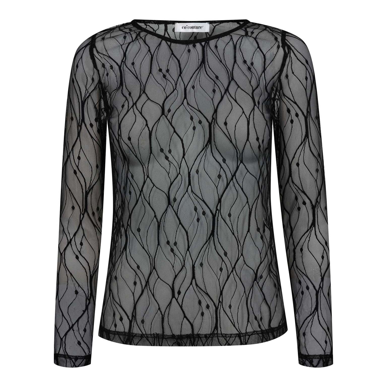 Co´Couture Mercy Mesh O-Blouse - Black