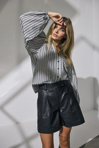 Co´Couture PhoebeCC Leather Pleat Shorts - Black