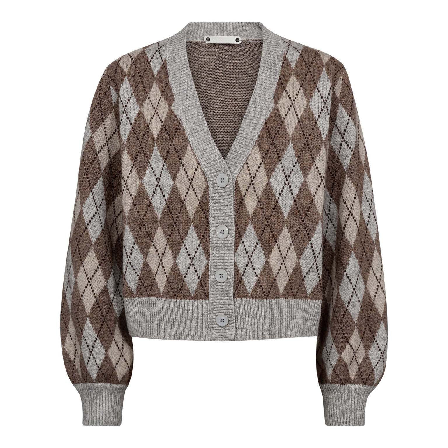 Co´Couture RowCC Check Cardigan - Walnut