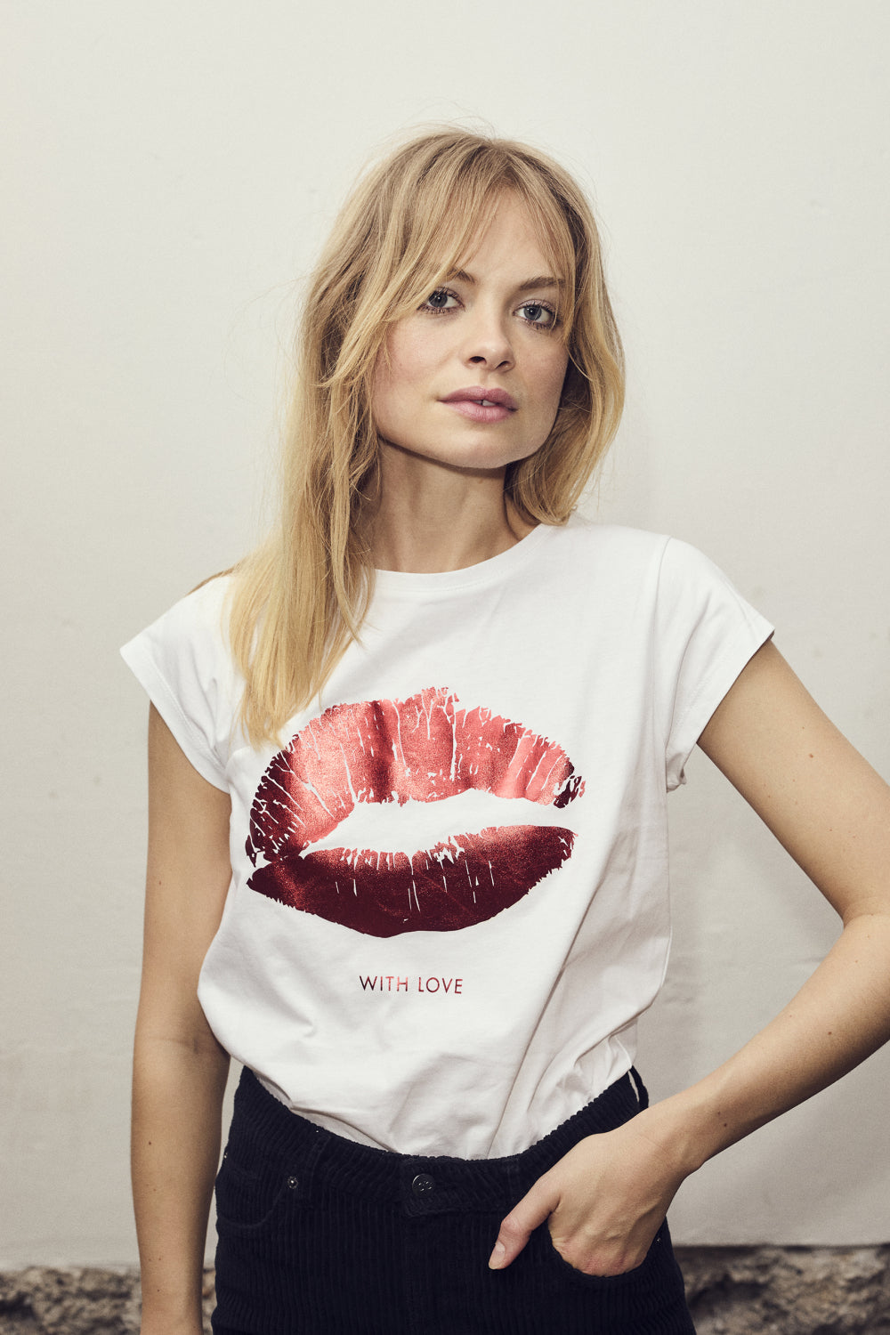 Co´Couture The KissCC Tee - WhiteRed