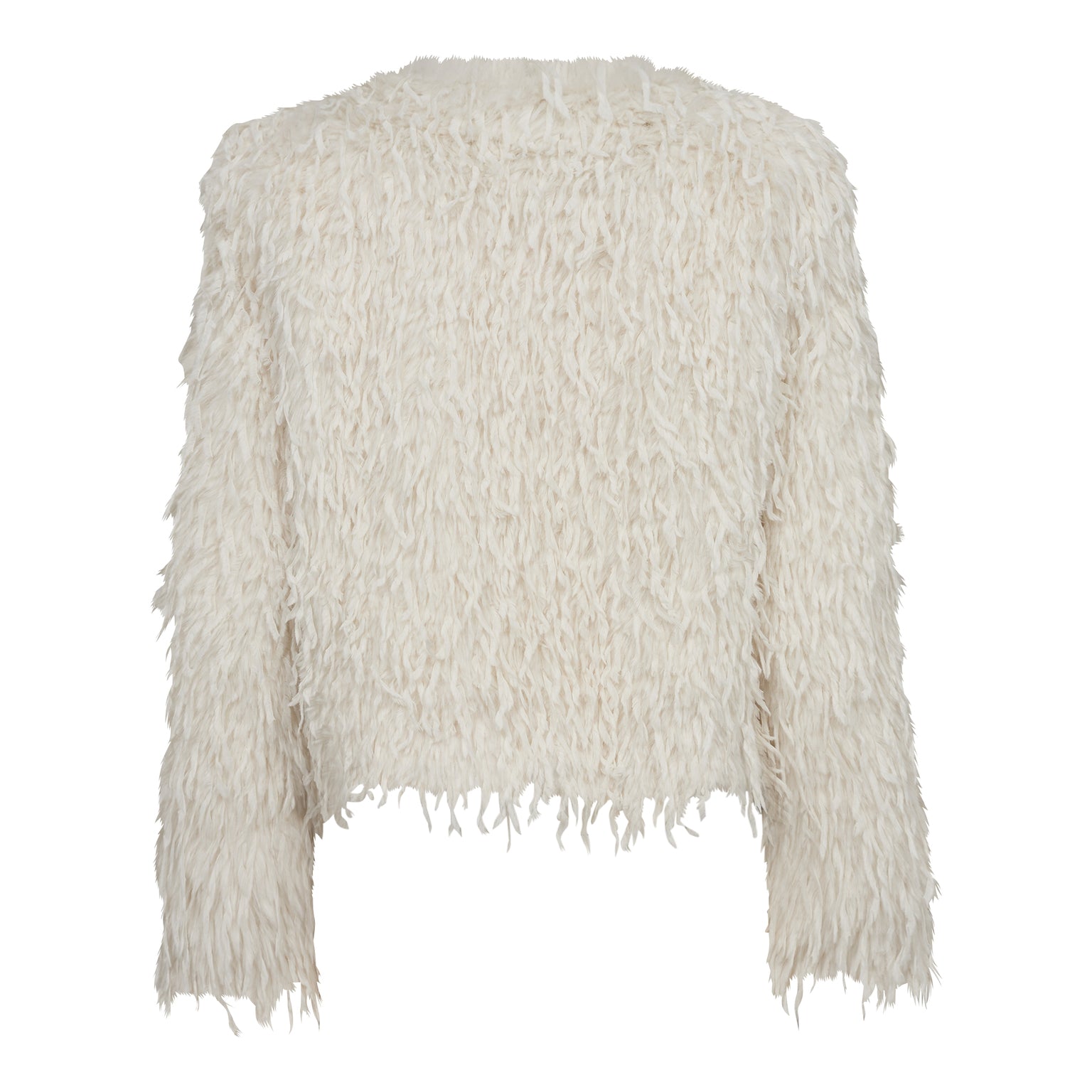 Co´Couture Feather Faux Fur Jacket - Off White