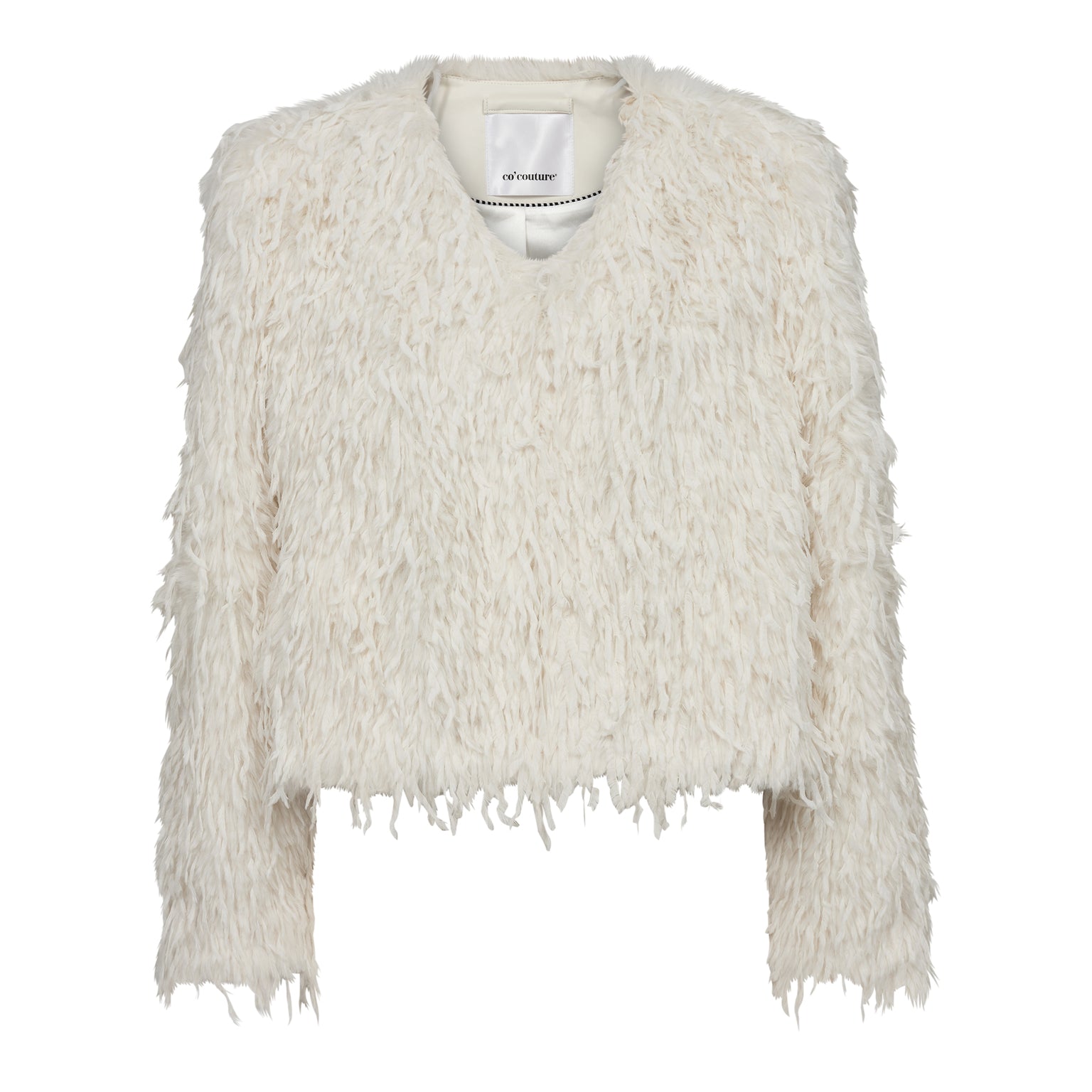 Co´Couture Feather Faux Fur Jacket - Off White
