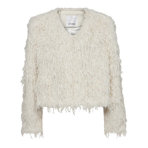 Co´Couture Feather Faux Fur Jacket - Off White