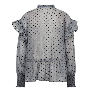 Co´Couture KatinkaCC Dot V-Frill Blouse - Light Grey