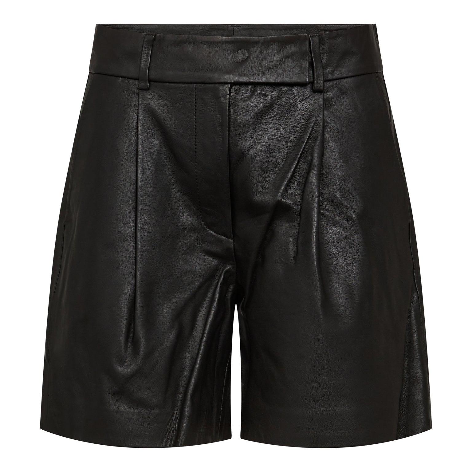 Co´Couture PhoebeCC Leather Pleat Shorts - Black