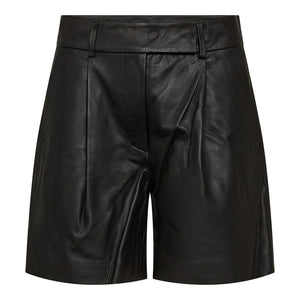 Co´Couture PhoebeCC Leather Pleat Shorts - Black