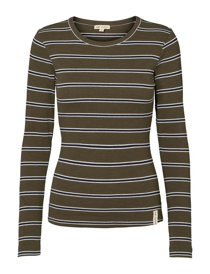 Esme´ Studios ESBlossom Stripe LS Top - Forest Night