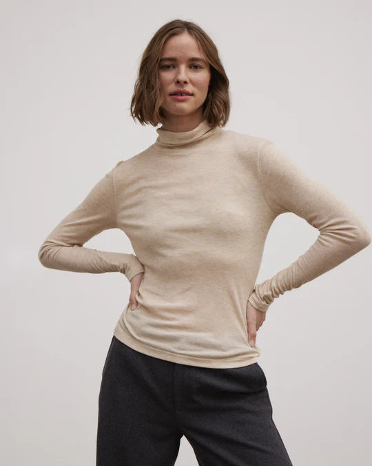 Esme´ Studios Ellia Roll Neck Top - Wood Ash Melange