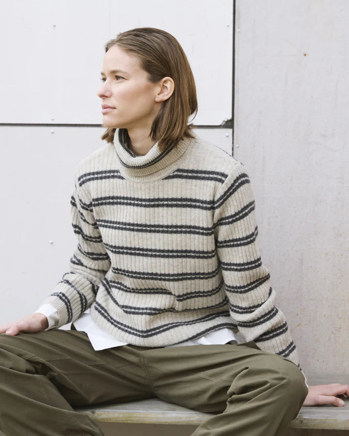 Esme´ Studios Firo Roll Neck Knit - Pure Cashmere Stripe
