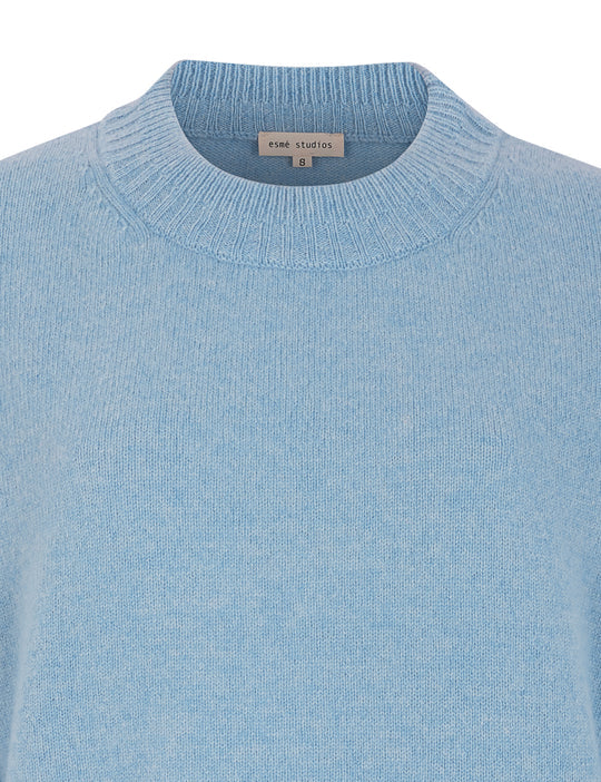 Esme´ Studios ESCleo O-Neck Wool Knit - Kentucky Blue Melange