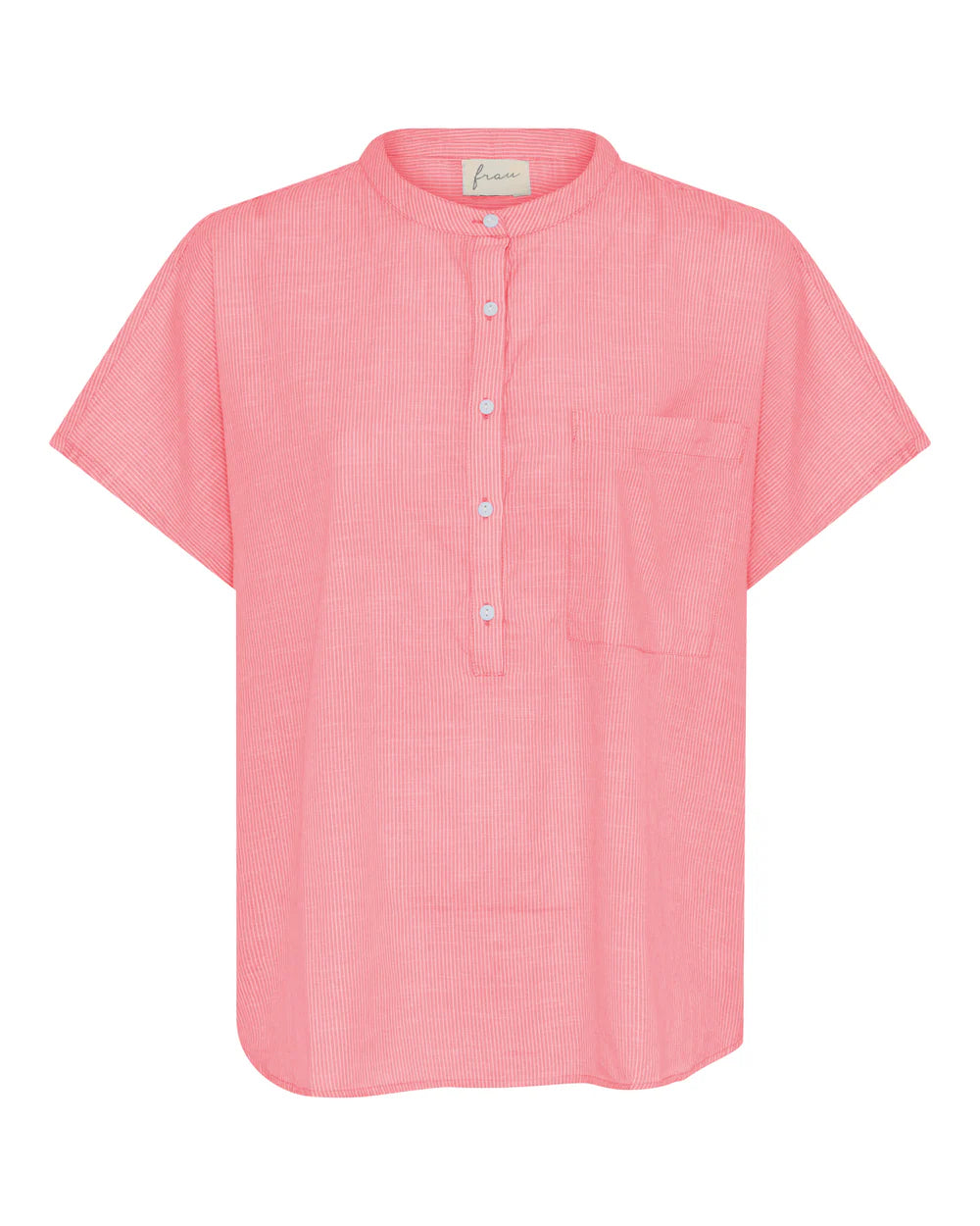 Frau Colombo SS Top - Hot Coral Stripe