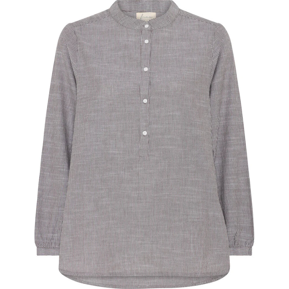 Frau Madrid LS Shirt - Coffee Quartz Stripe