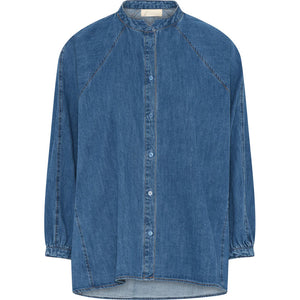 Frau Tokyo LS Short Denim Shirt - Medium Blue Denim