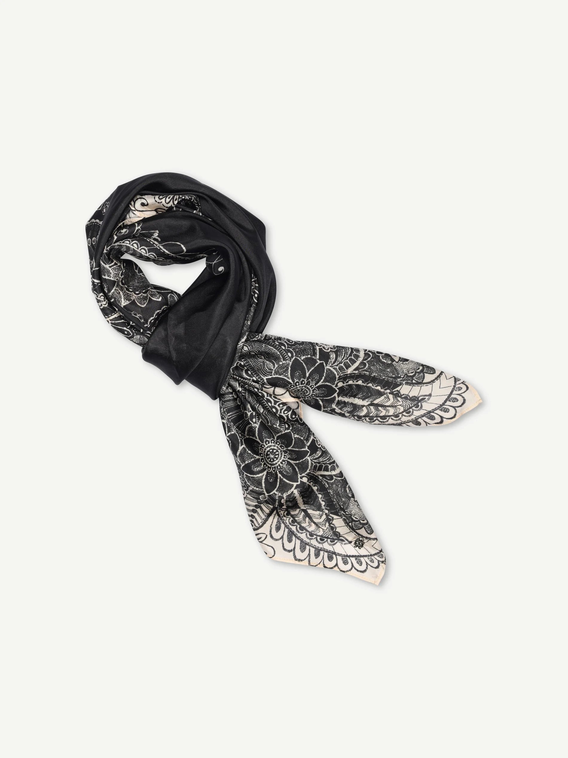 Gustav Allis Printed Silk Scarf - Black/Sand