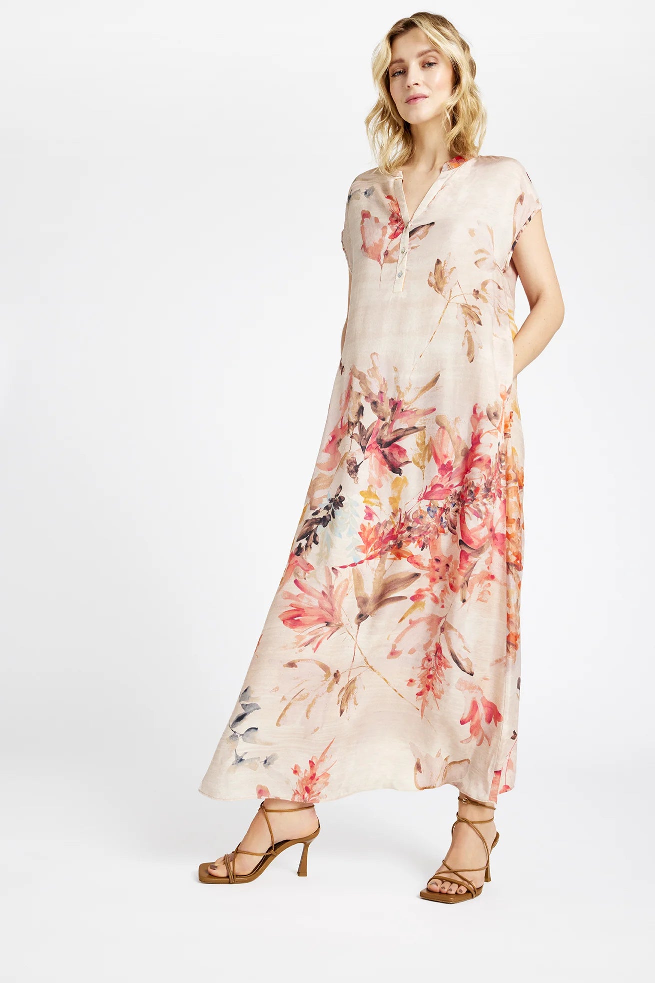 Gustav Anika Long Dress - Moonlight w. Print