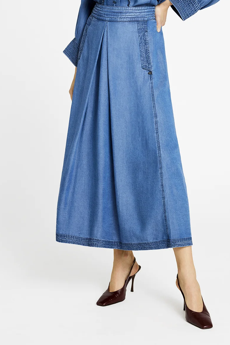 Gustav Mabell Midi Skirt - Washed Blue
