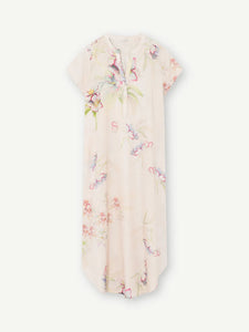 Gustav Madonna Midi Shirt Dress - Beige Rose Print