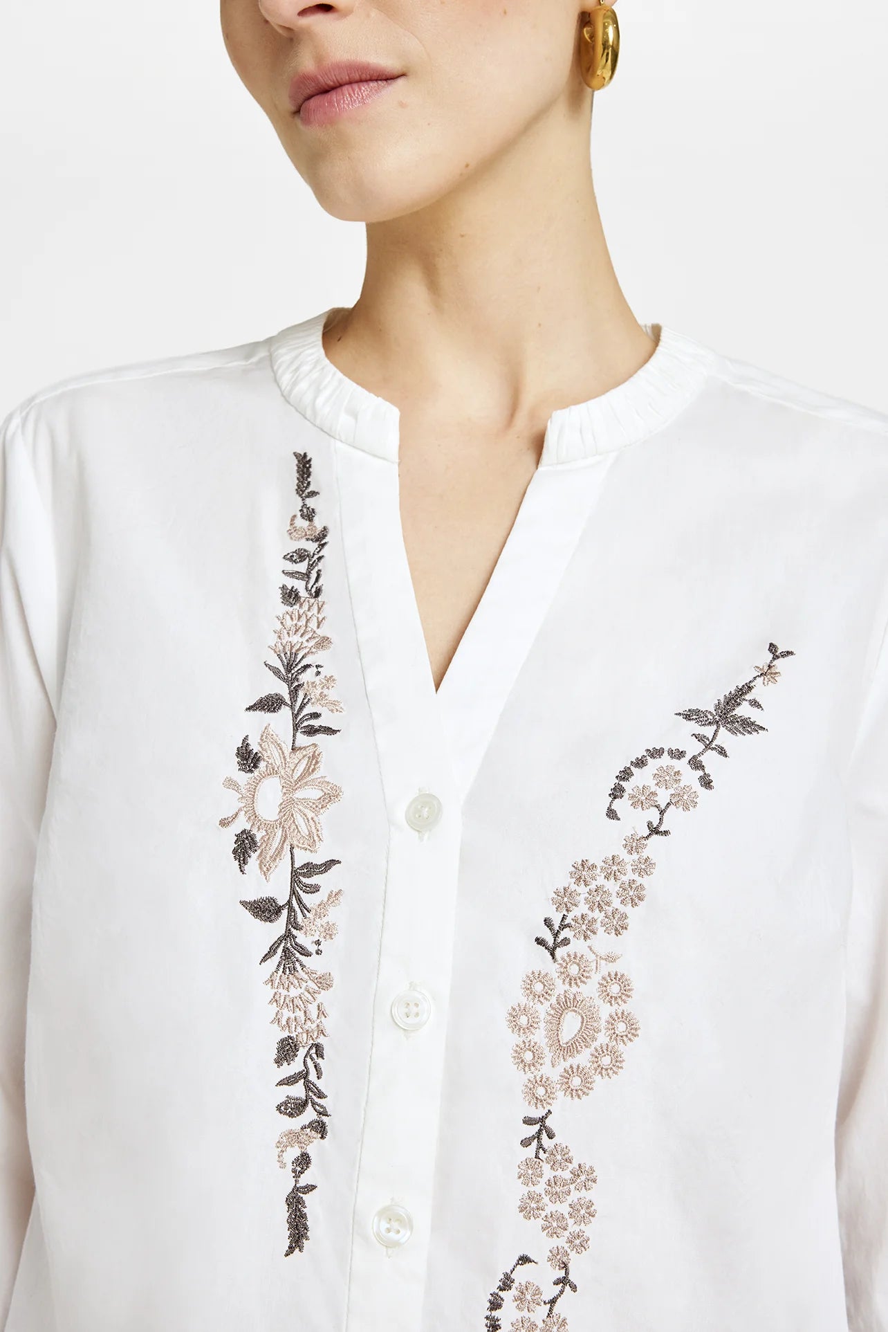 Gustav Naja Embroidery Shirt - Classic White