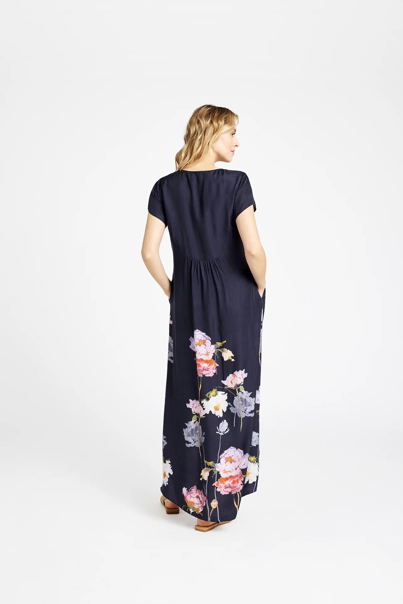 Gustav Hallie Long Dress - Washed Black w. Print