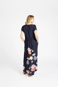 Gustav Hallie Long Dress - Washed Black w. Print