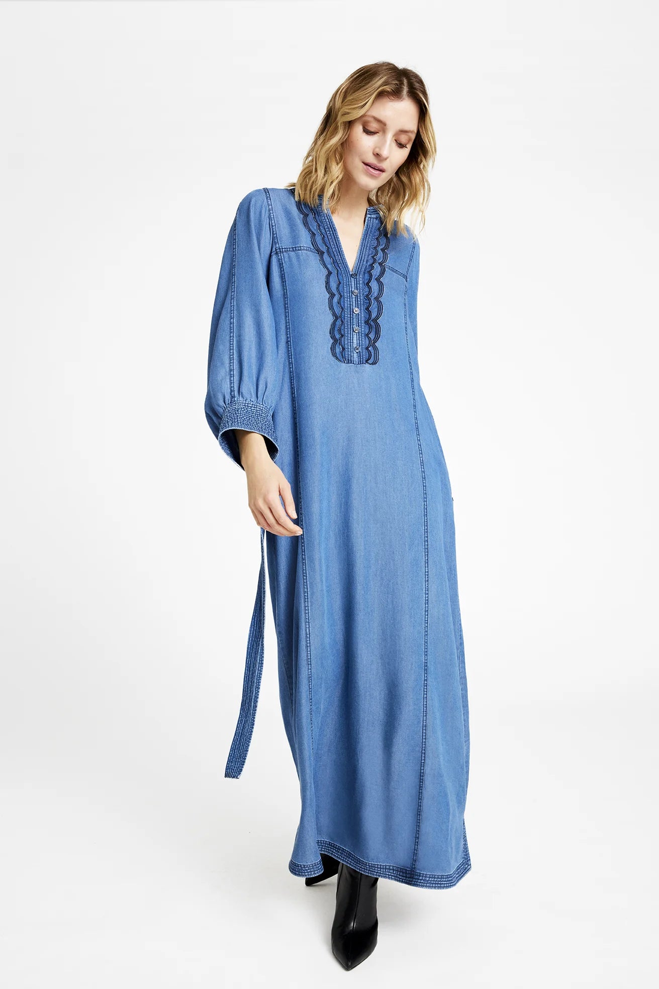 Gustav Kaisa Long Dress - Washed Blue