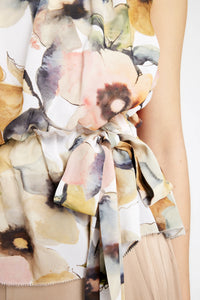 Gustav Tricie Top - Off White w. Blue Print
