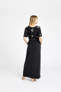 Gustav Winnie Long Embroidery Dress - Washed Black