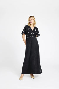 Gustav Winnie Long Embroidery Dress - Washed Black