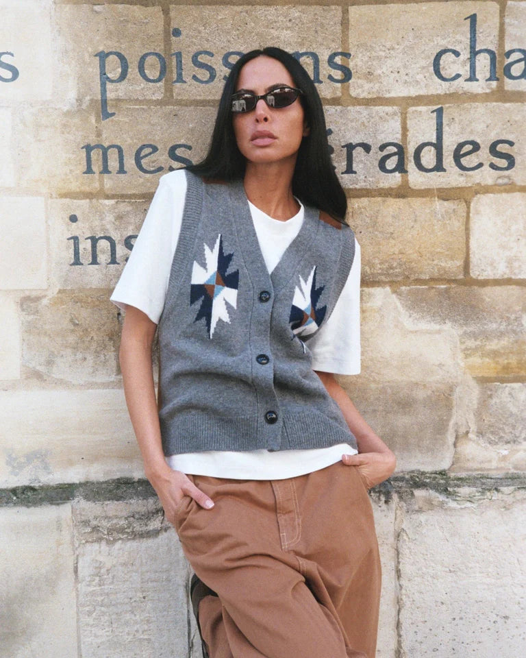 HEYANNO MMHVictory Knit Waistcoat - Grey Melange