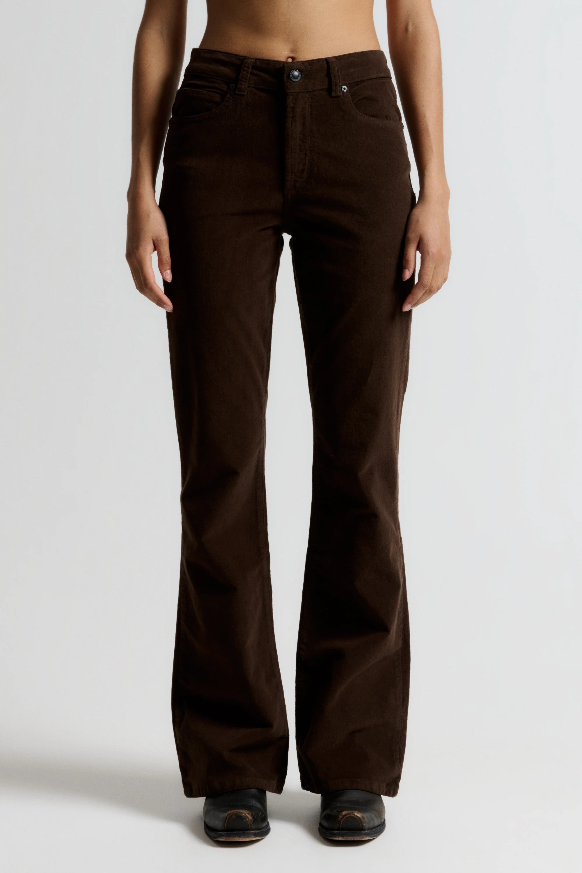 Ivy Copenhagen Tara Flare Jeans Baby Cord - Expresso Brown