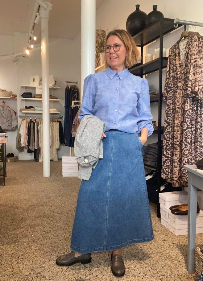 Klitmøller Collective Amber Denim Skirt - Light Blue Stonewash