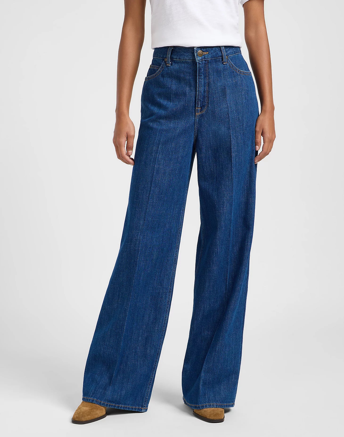 Lee Stella A Line High Waist Wide Leg Jeans - Dark Eton