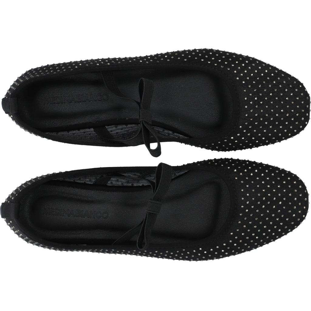Medina Bianco Fall Rhinestone Bow Ballerina - Black