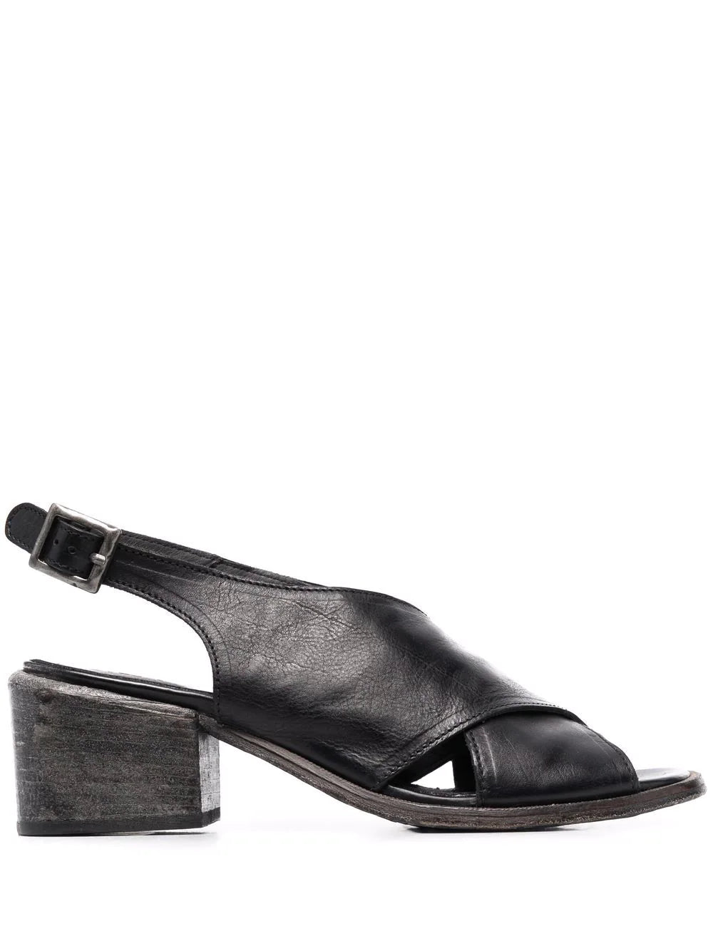 Moma Donna Crossover Strap Leather Sandal - Nero