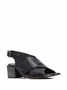 Moma Donna Crossover Strap Leather Sandal - Nero
